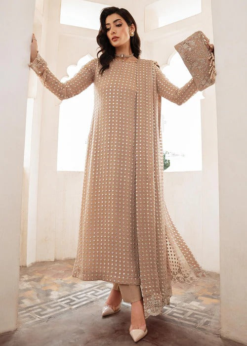 Elegant Mother-Daughter Matching Outfit Set - Beige Embellished Ensemble