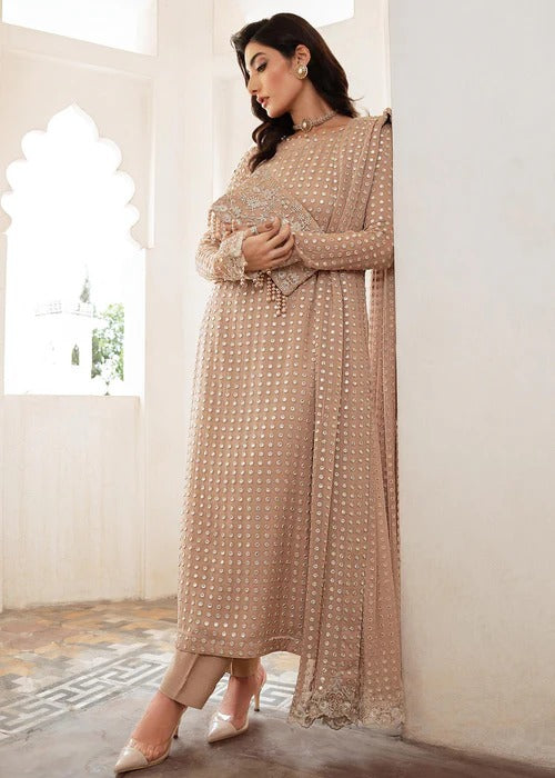 Elegant Mother-Daughter Matching Outfit Set - Beige Embellished Ensemble