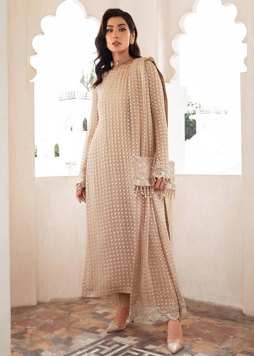 Elegant Mother-Daughter Matching Outfit Set - Beige Embellished Ensemble
