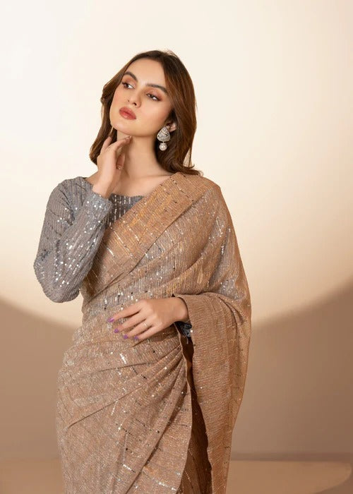 Maya Sequined Formal Dress - Elegant Party Wear saree