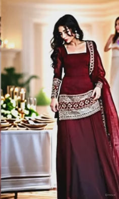 Elegant Plum Embroidered Sharara Suit -Libas e nikah